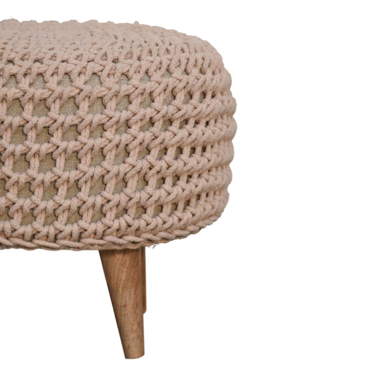 Artisan Furniture Solid Mango Wood Keeva Beige Oblong Footstool