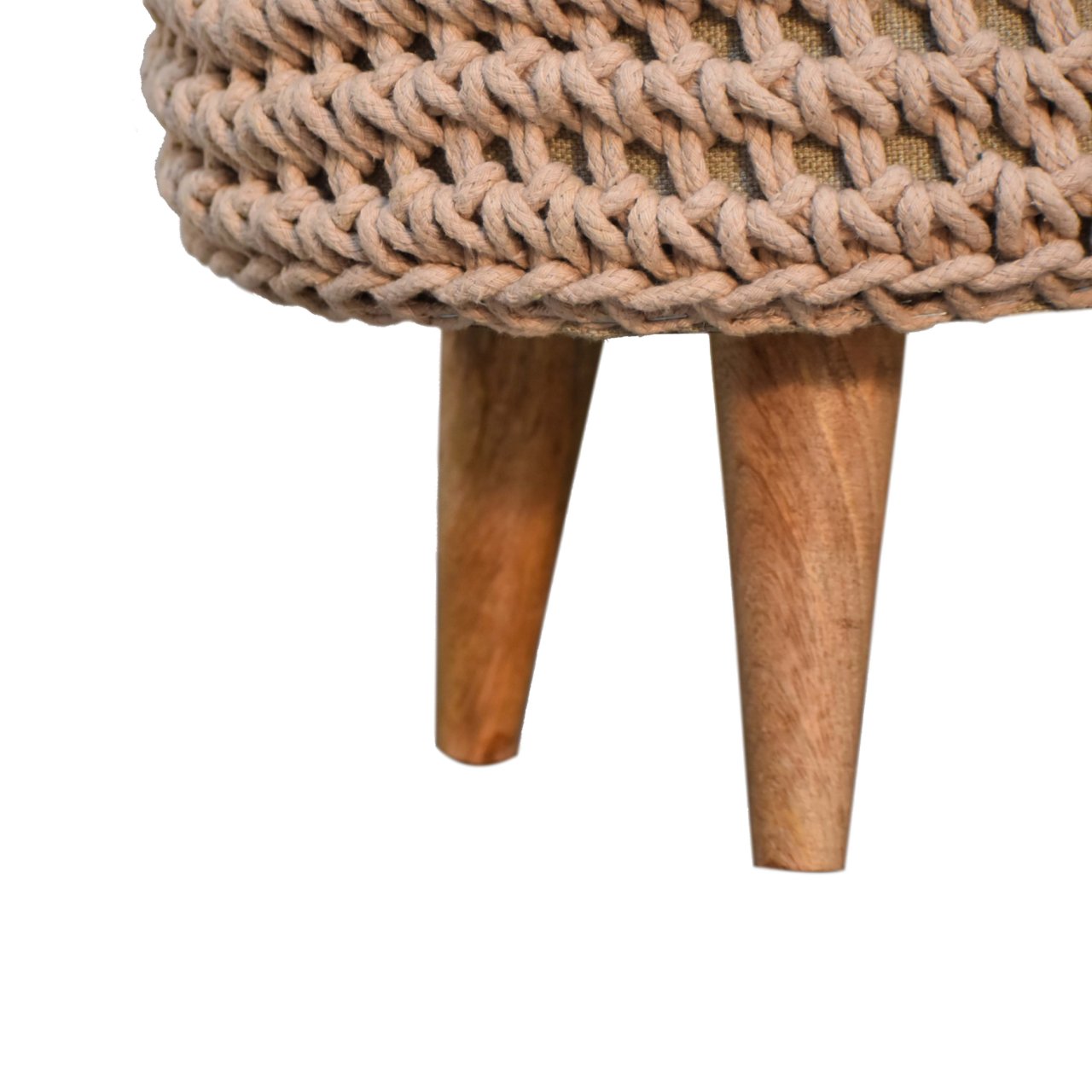 Artisan Furniture Solid Mango Wood Keeva Beige Oblong Footstool