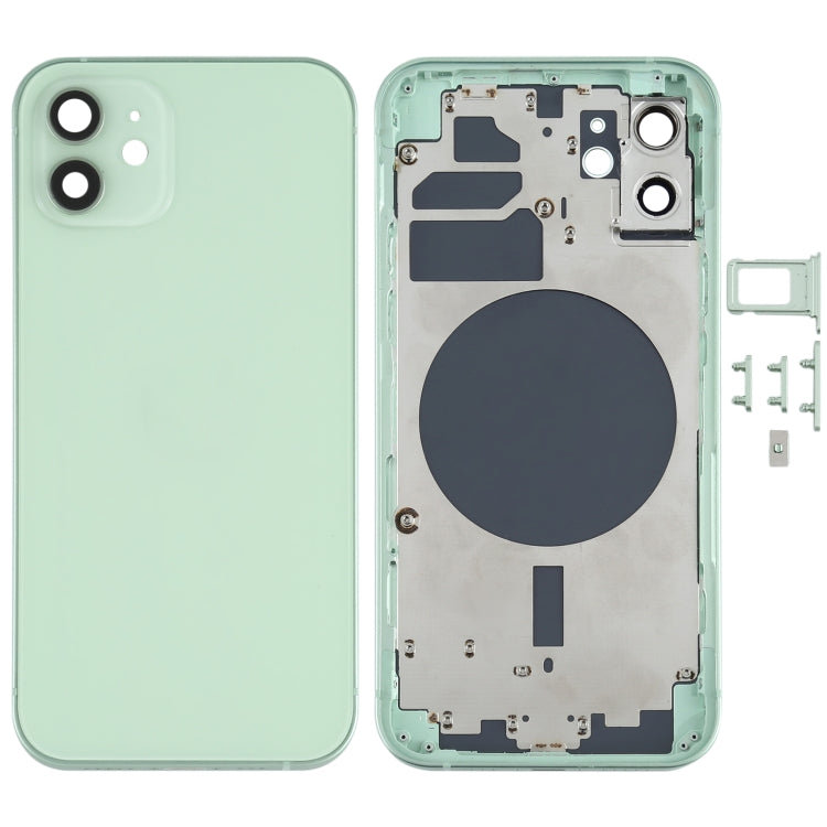Back Housing Cover with SIM Card Tray & Side  Keys & Camera Lens for iPhone 12(White), For iPhone 12(with SIM Card Tray), For iPhone 12(with Card Tray), Back Housing Cover for 12