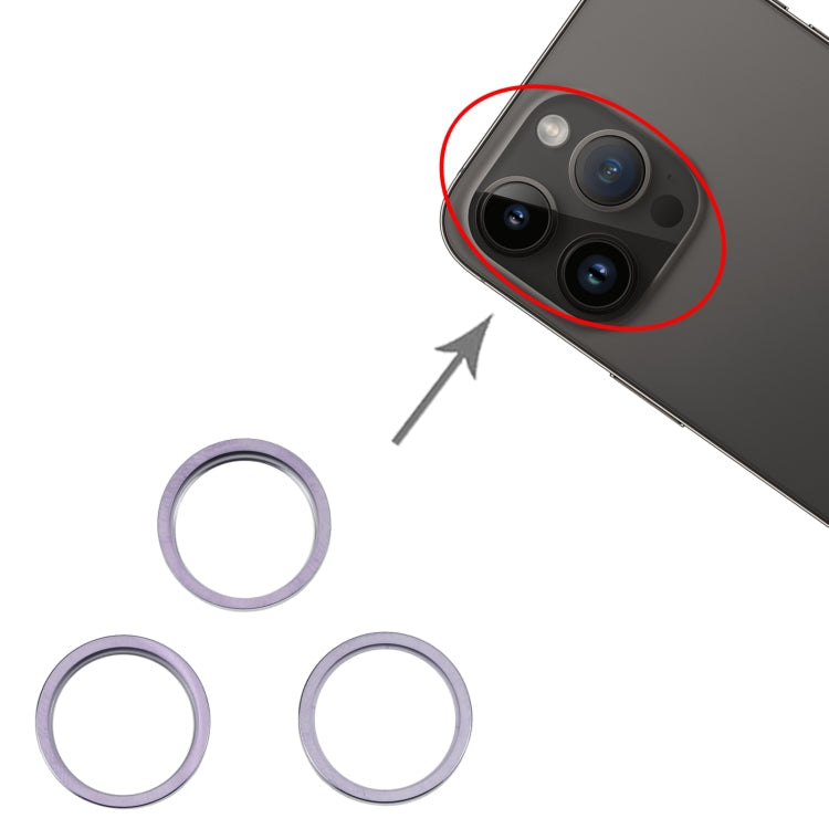 For iPhone 14 Pro Max 3PCS Rear Camera Glass Lens Metal Outside Protector Hoop Ring, For iPhone 14 Pro Max
