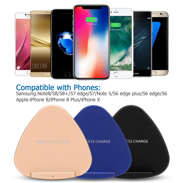 QK11 10W ABS + PC Fast Charging Qi Wireless Charger Pad, QK11 Blue, QK11 Black, QK11 Gold