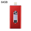 RQW-02 3 in 1 USB 2.0 & 8 Pin & Micro USB 64GB Flash Drive, RQW-02 Red