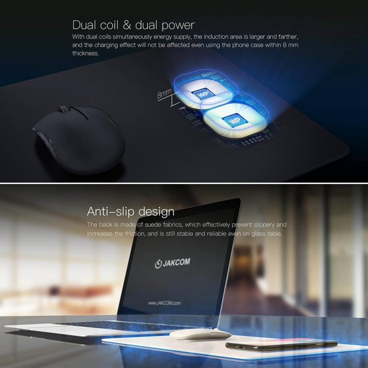 JAKCOM MC2 Wireless Fast Charging Mouse Pad, Support Qi Standard Mobile Phone Charging(Black)