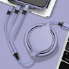 3.5A Liquid Silicone 3 in 1 USB to USB-C / Type-C + 8Pin + Micro USB Retractable Data Syn Charging Cable