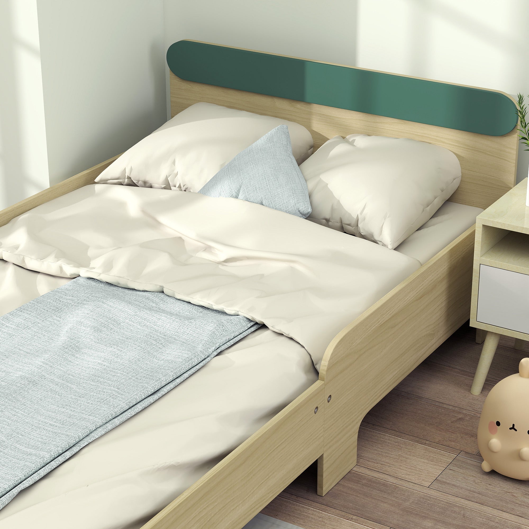 AIYAPLAY Toddler Bed, Kids Bed w/ Safety Rail, 195 x 103 x 60.5cm, Green