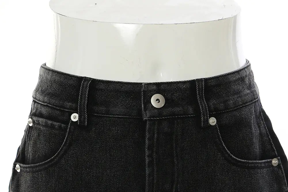 Feathered Elegance A-Line Denim Skirt for Women - Chic High-Rise Summer Fashion