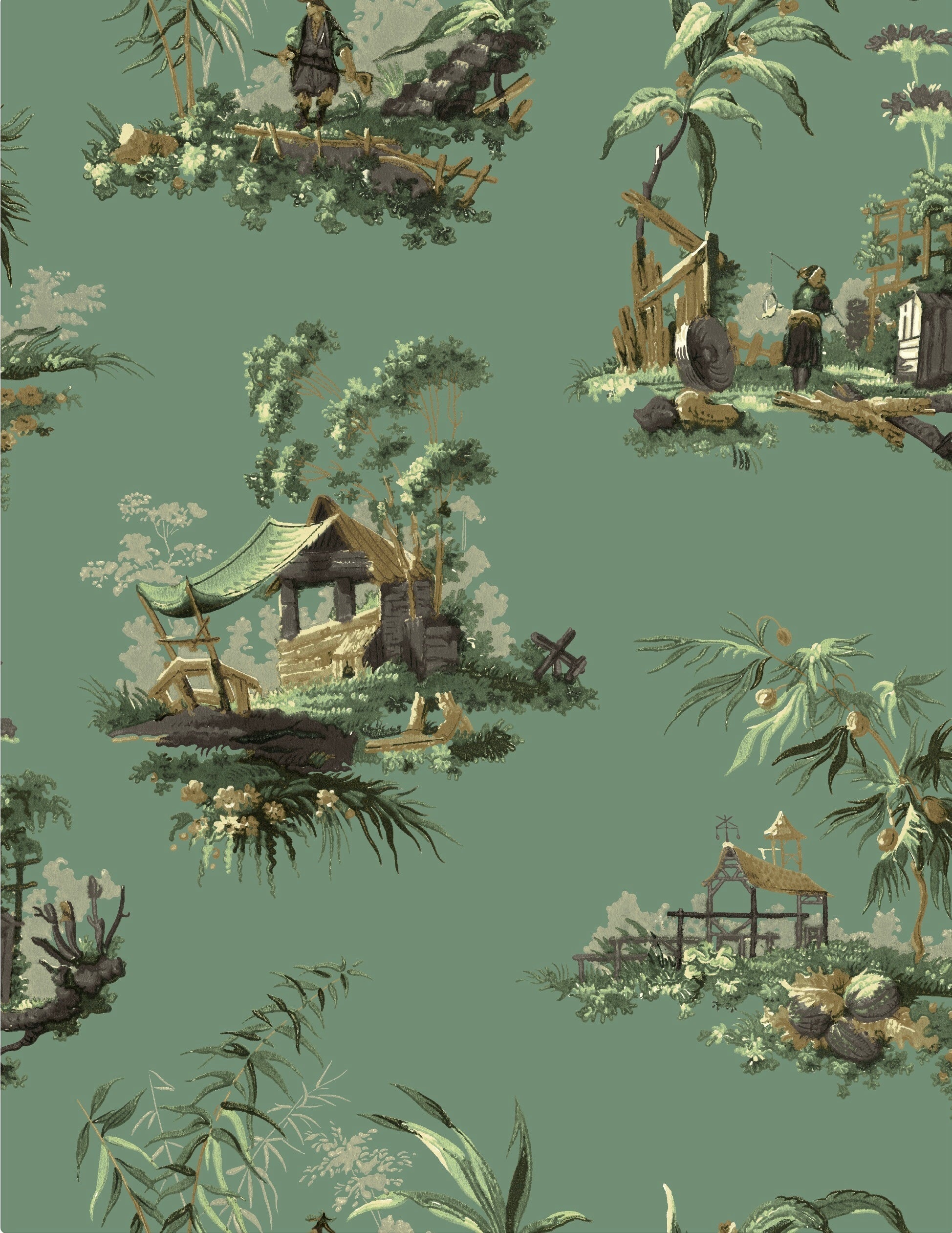 Vintage Oriental Wallpaper - Fern