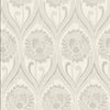 Vintage floral damask Wallpaper -  Pearl White