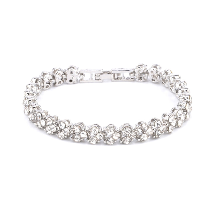 Glamorous Female Crystal Bracelet with Artificial Diamond Inlaid for Wedding, Engagement, Mother`s Day And Birthday Gift, Diameter: 5.25 cm, Perimeter:16.5 cm, Silver