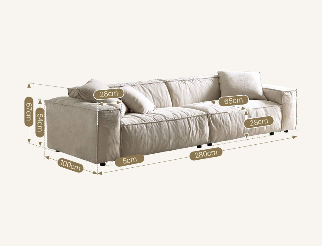 Jerome Three Seater Sofa, Modular Sofa, Cotton Linen