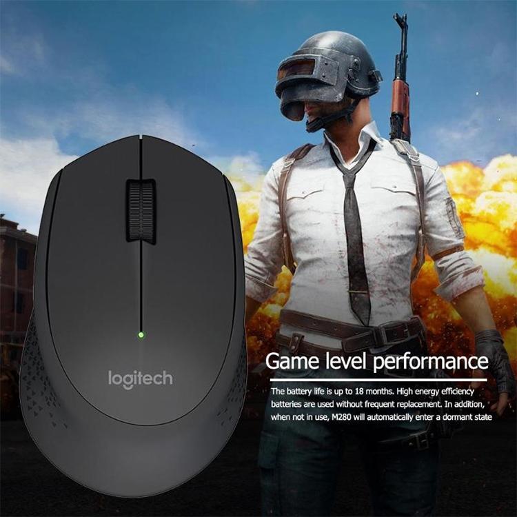 Logitech M280 2.4GHz 3-keys 1000DPI Wireless Optical Mouse, Wireless Range: 10m