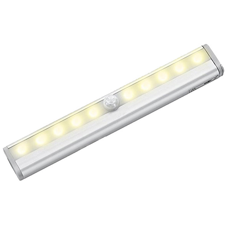 0.8W 10 LEDs Warm White Light Narrow Screen Intelligent Human Body Sensor Light LED Corridor Cabinet Light, USB Charging Version, 0.8W 10 LEDs Warm White