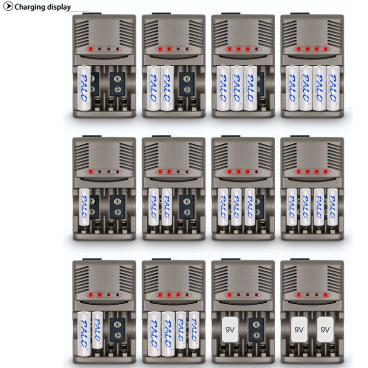 AC 100-240V 4 Slot Battery Charger for AA & AAA & 9V Ni-MH Battery, UK Plug