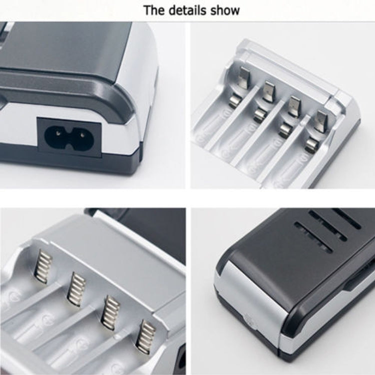 AC 100-240V 4 Slot Battery Charger for AA & AAA Battery, with LCD Display, EU Plug