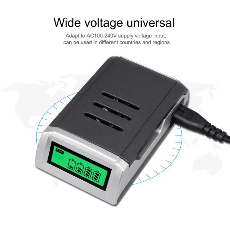AC 100-240V 4 Slot Battery Charger for AA & AAA Battery, with LCD Display, AU Plug