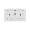 British General Square Edge 13A 2 Gang Switched Socket with Wi-Fi Extender + 1x USB-A 2.1A - White