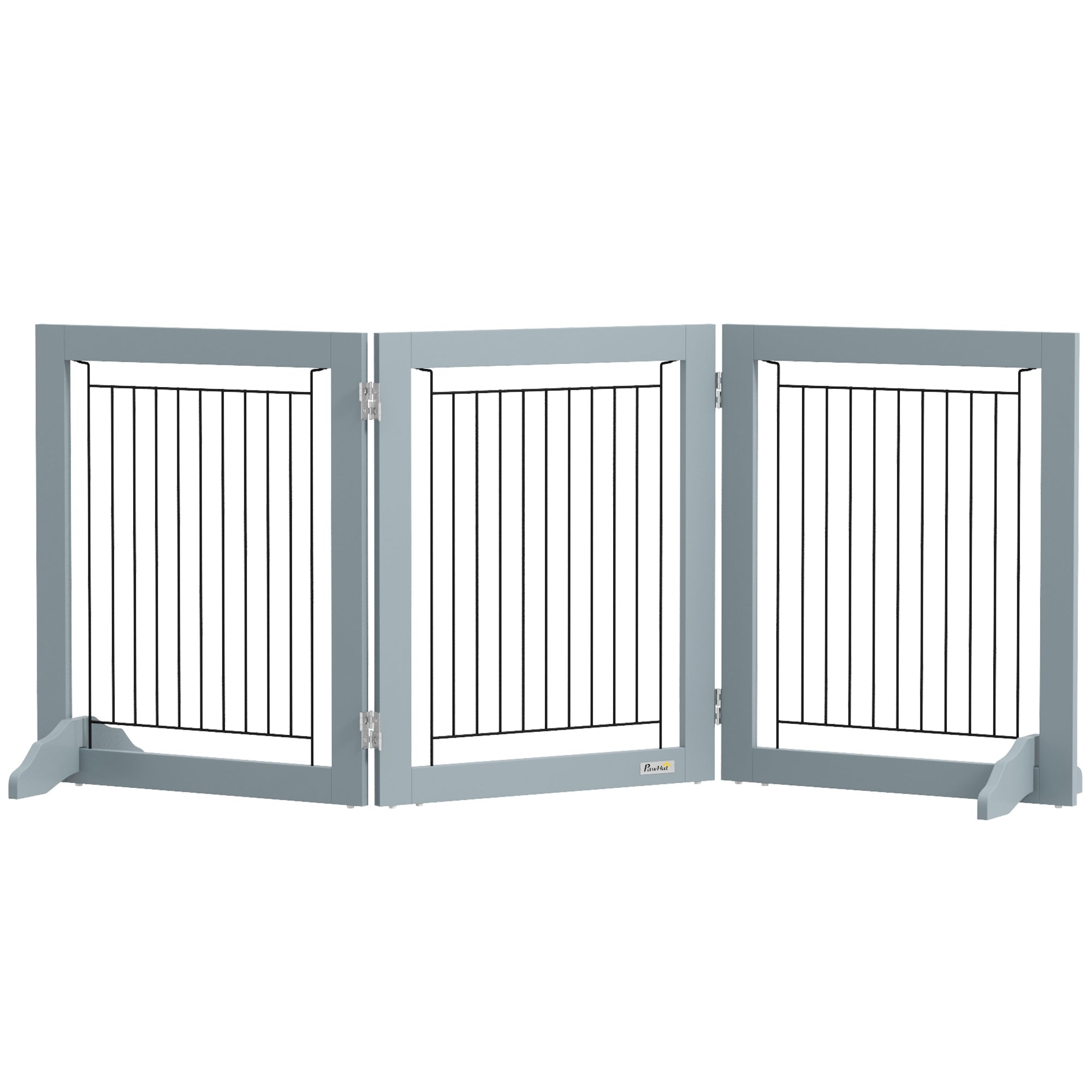 PawHut Foldable Wooden Pet Gate w/ 3 Panels 2 Support Feet for Small Dogs