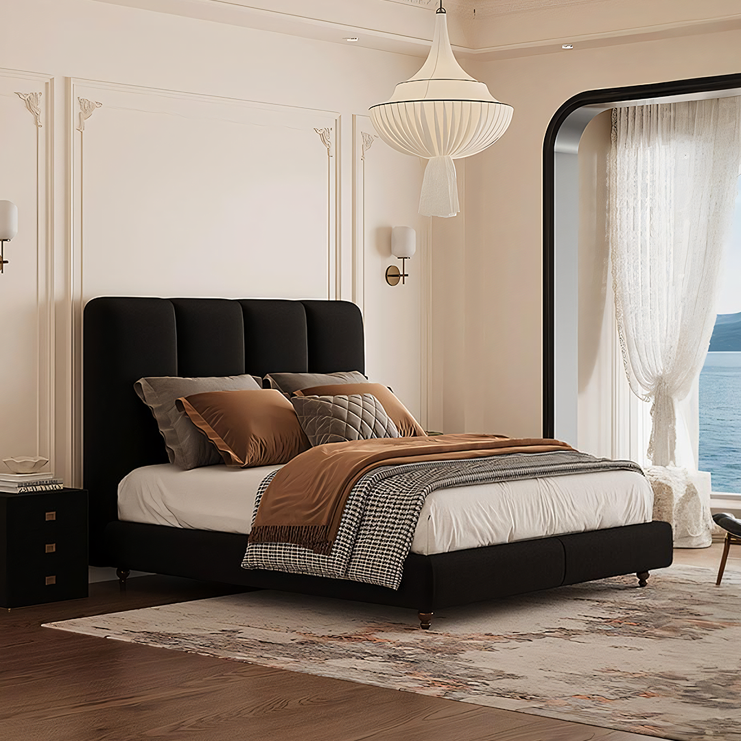 Lysander Double Bed, King Size Bed, Black