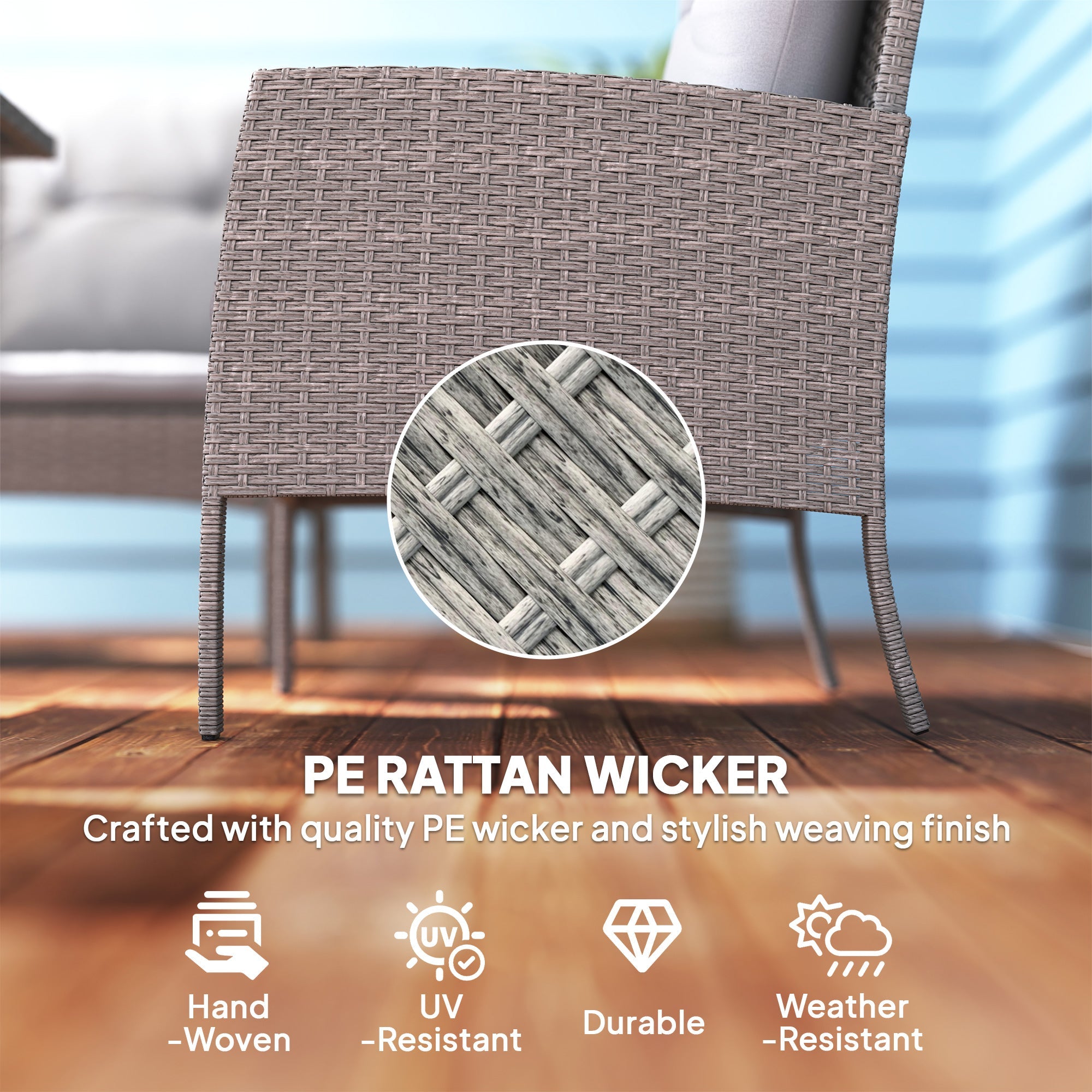 Outsunny 6 Pieces Rattan Garden Furniture Sofa Set, Grey