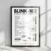 Blink-182 Setlist Poster - The O2 Arena, London - October 12th, 2023