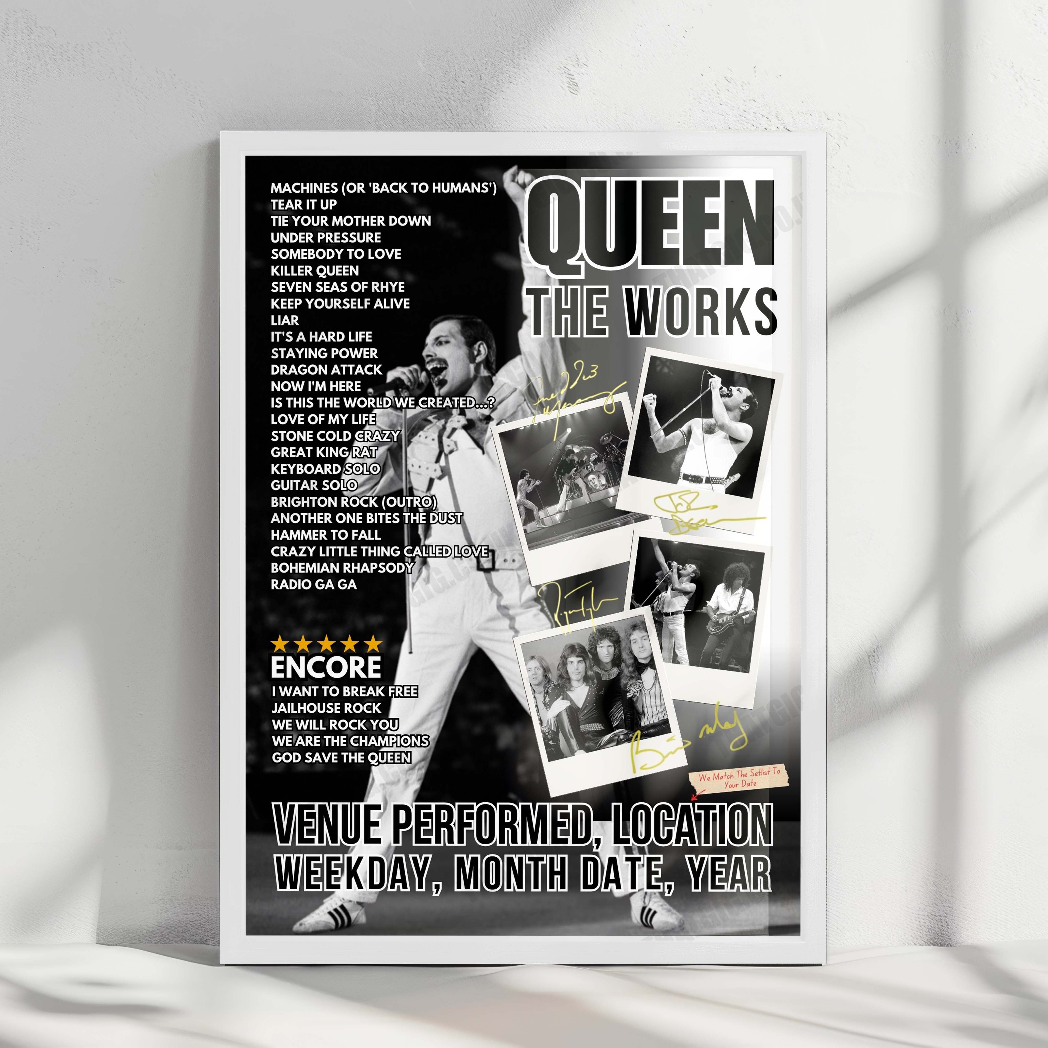 Queen Setlist Poster - Hankyu Nishinomiya Stadium, Nishinomiya - October 24th, 1982