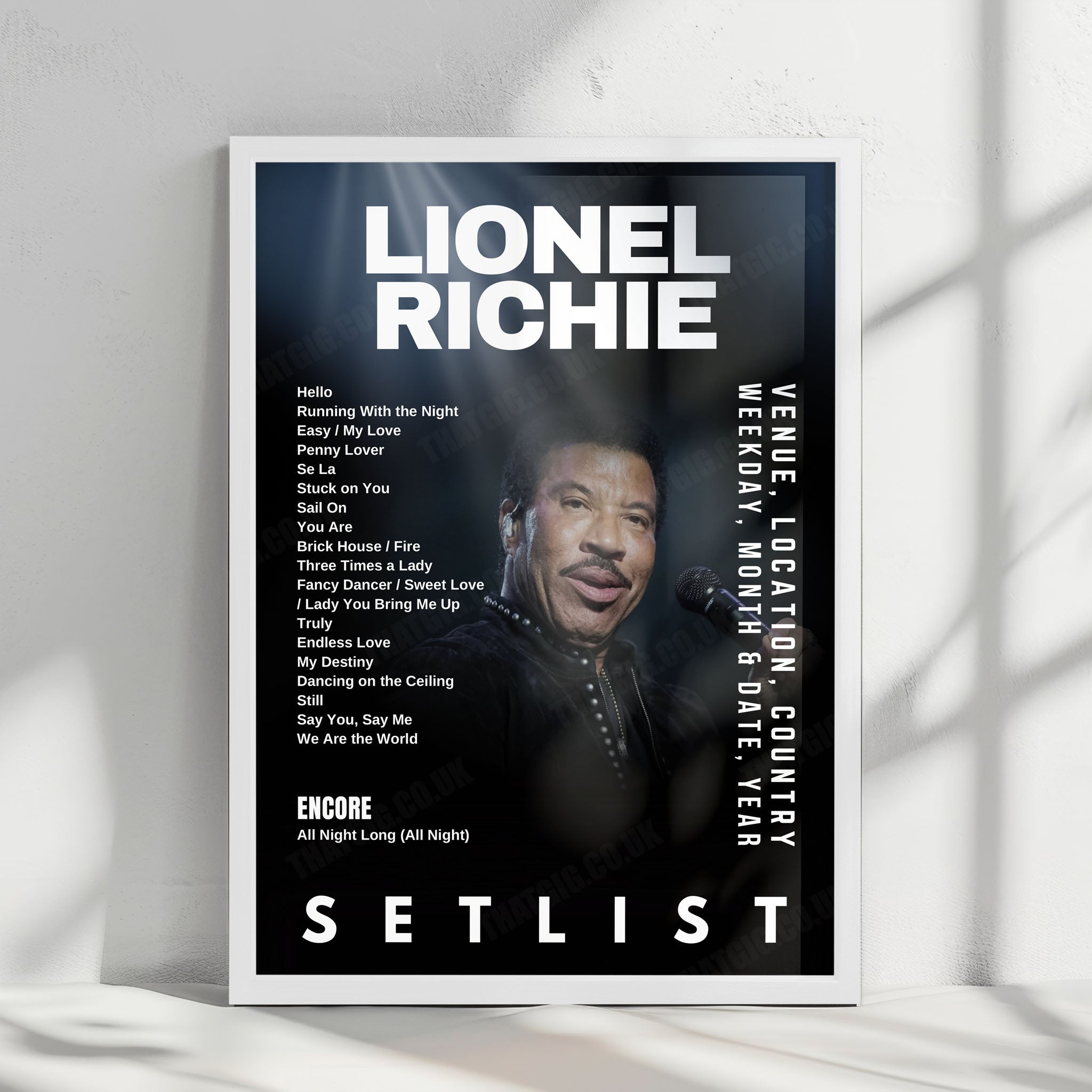 Lionel Richie Setlist Poster - The OVO Hydro, Glasgow - June 4th, 2025