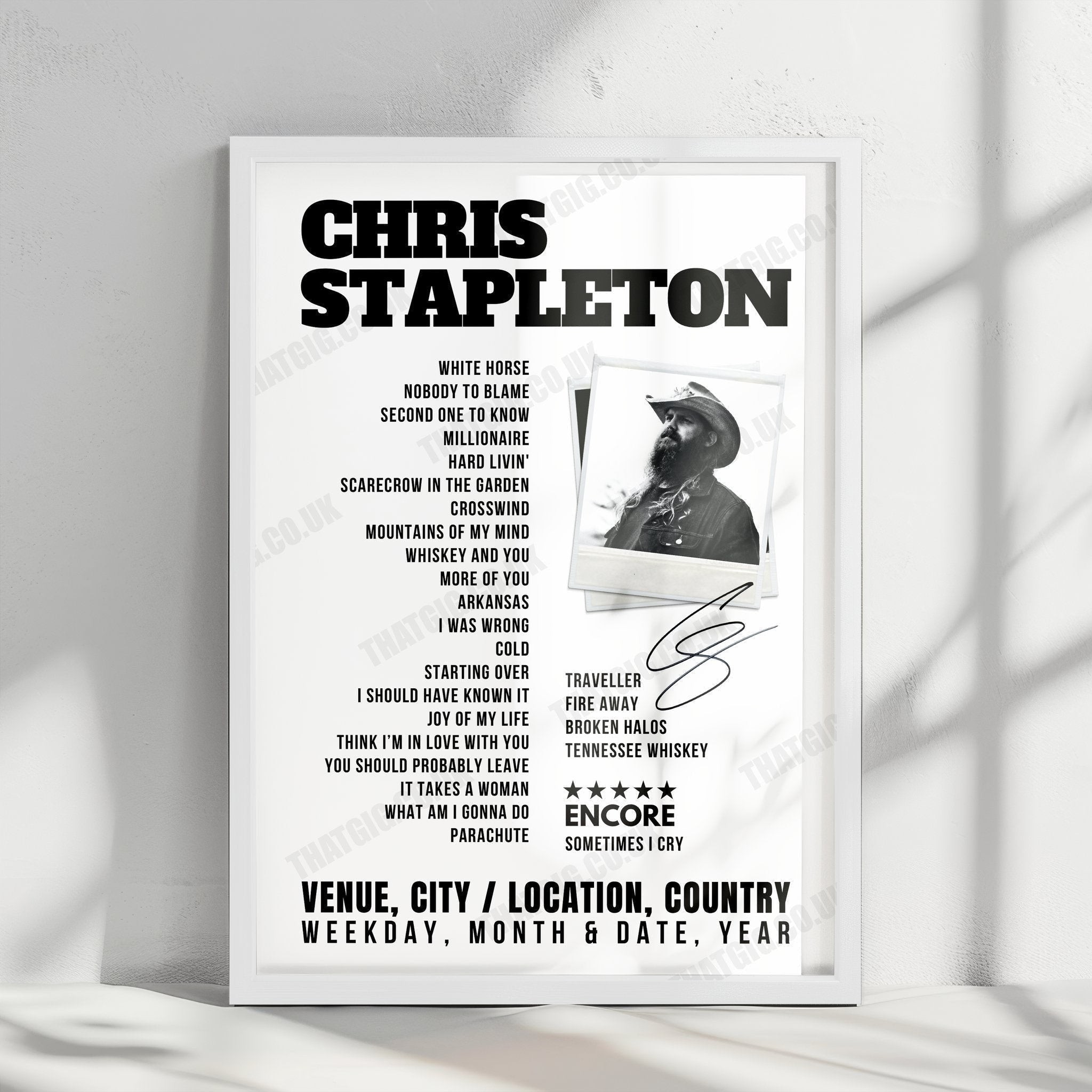 Chris Stapleton Concert Poster – Legacy Arena at the BJCC, Birmingham, AL, USA – August 21st, 2024