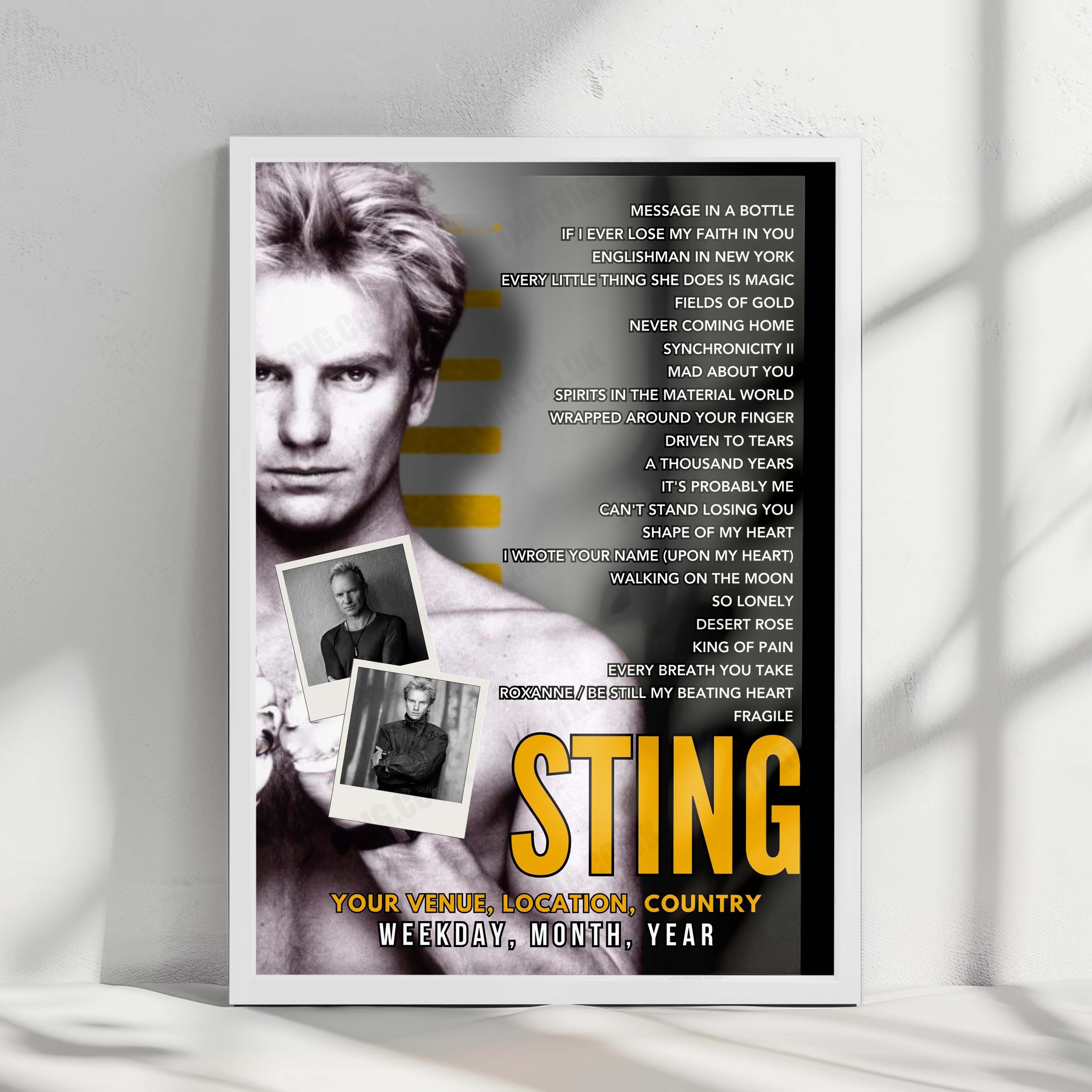 Sting Setlist Poster - Eventim Apollo, London - October 26th, 2025