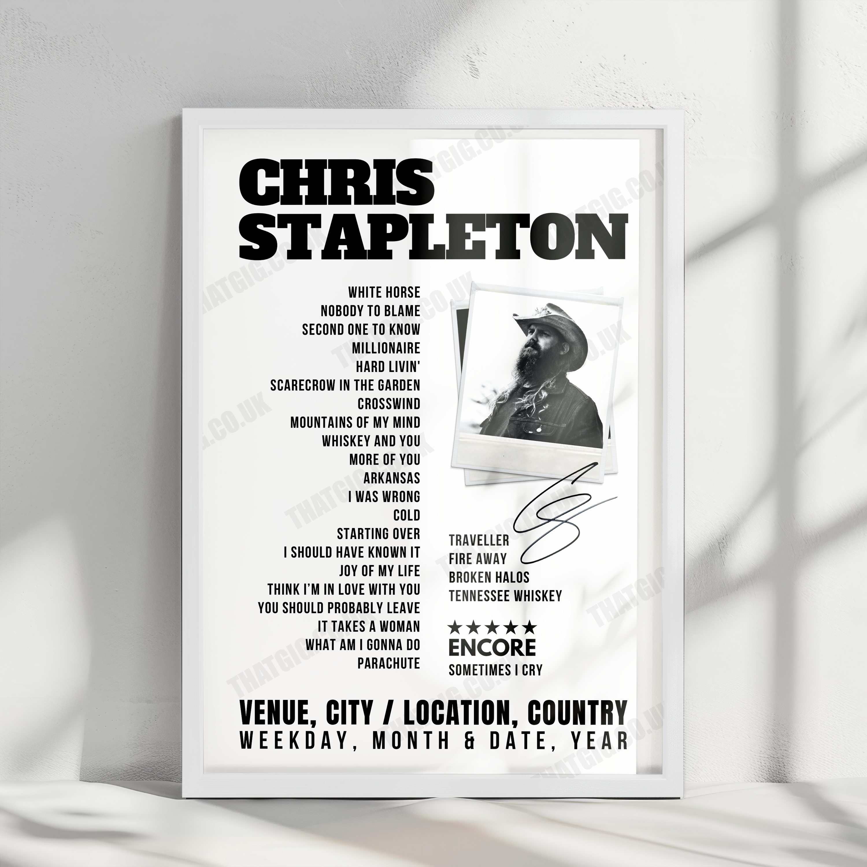 Chris Stapleton Setlist Poster - Alerus Center, Grand Forks - October 6th, 2022