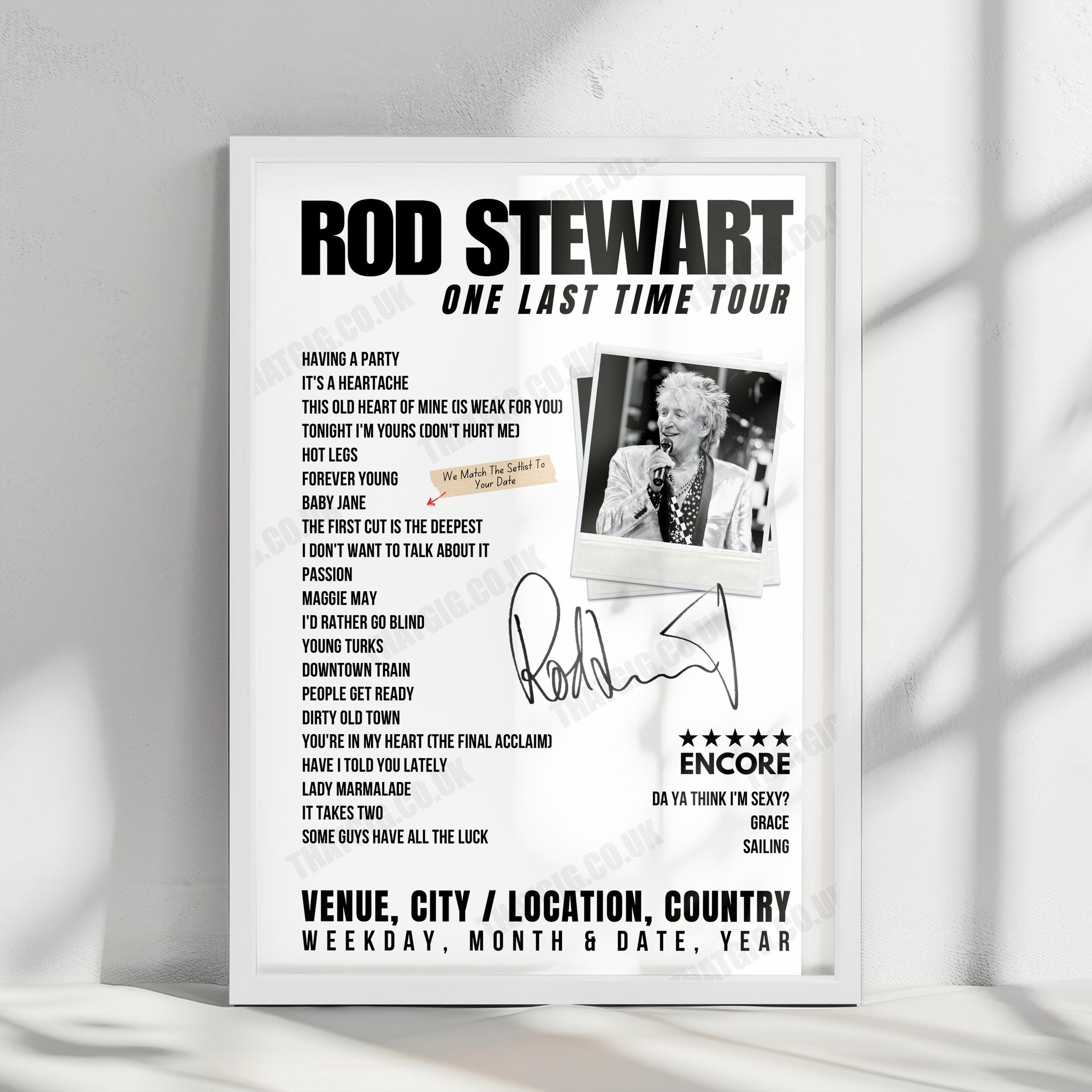 Rod Stewart Setlist Poster - Coliseum da Coruña, A Coruña, Spain - December 15th, 2024
