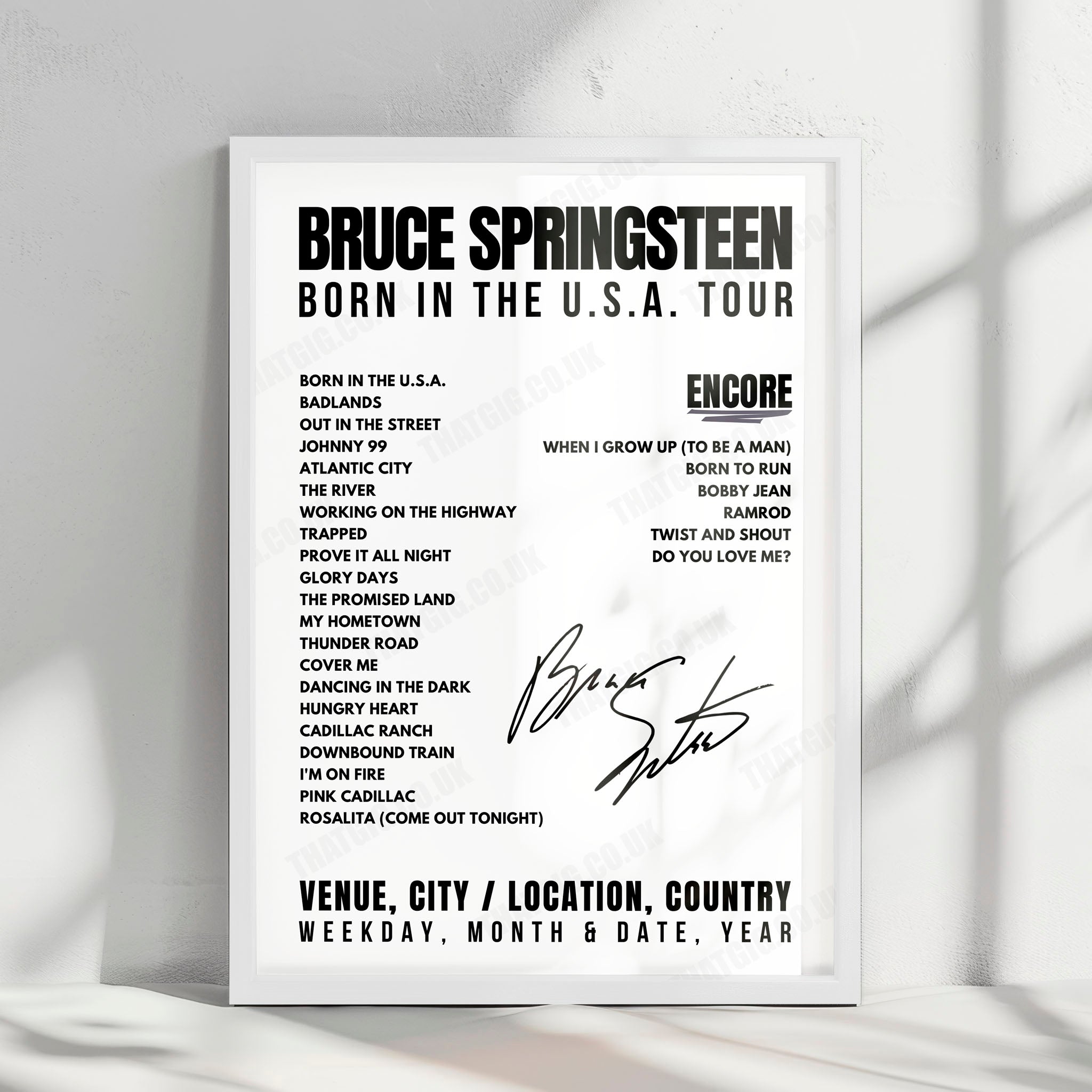 Bruce Springsteen Setlist Poster - Forum de Montréal, Montreal - July 21st, 1984