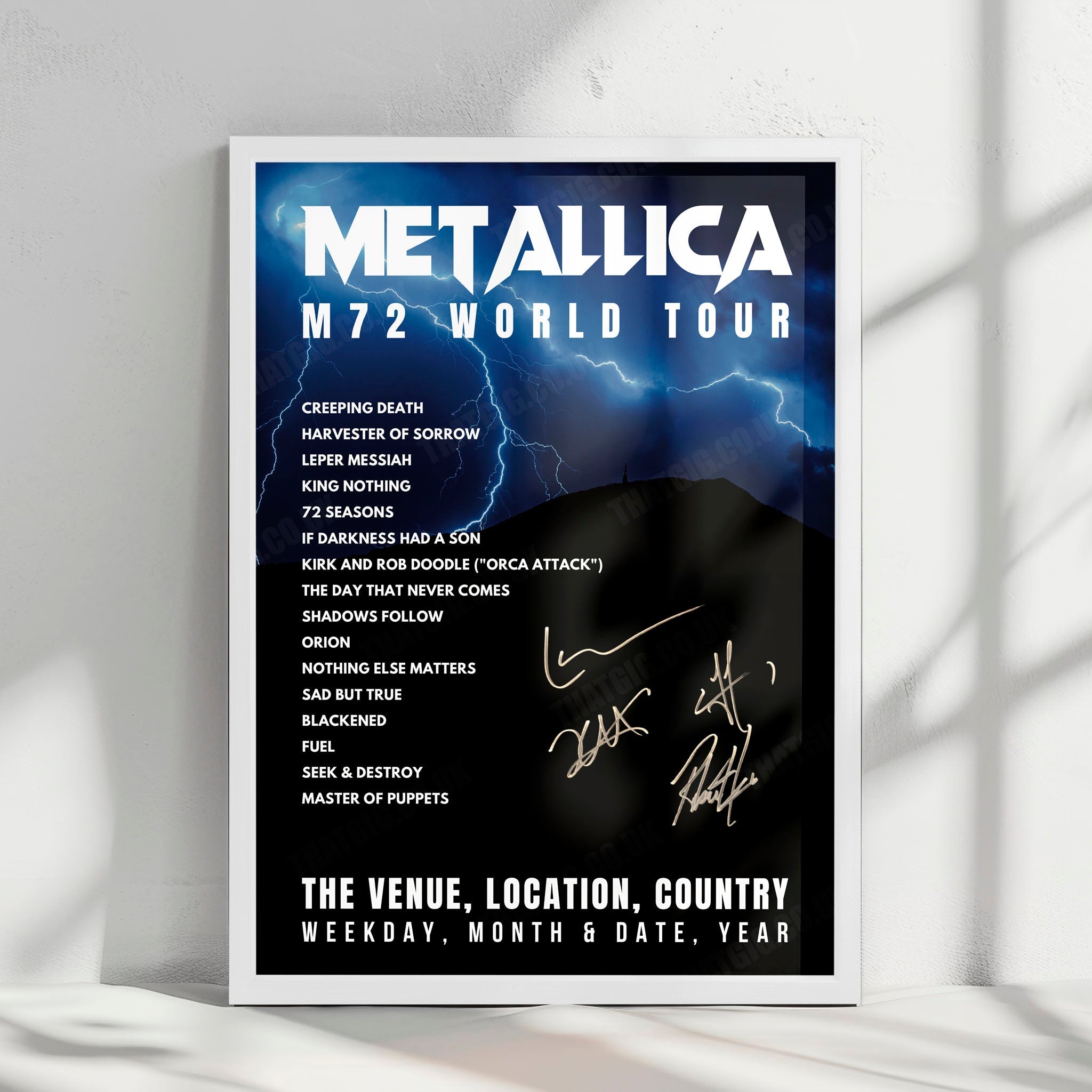 Metallica Setlist Poster - Estadio Metropolitano, Madrid - July 12th, 2024