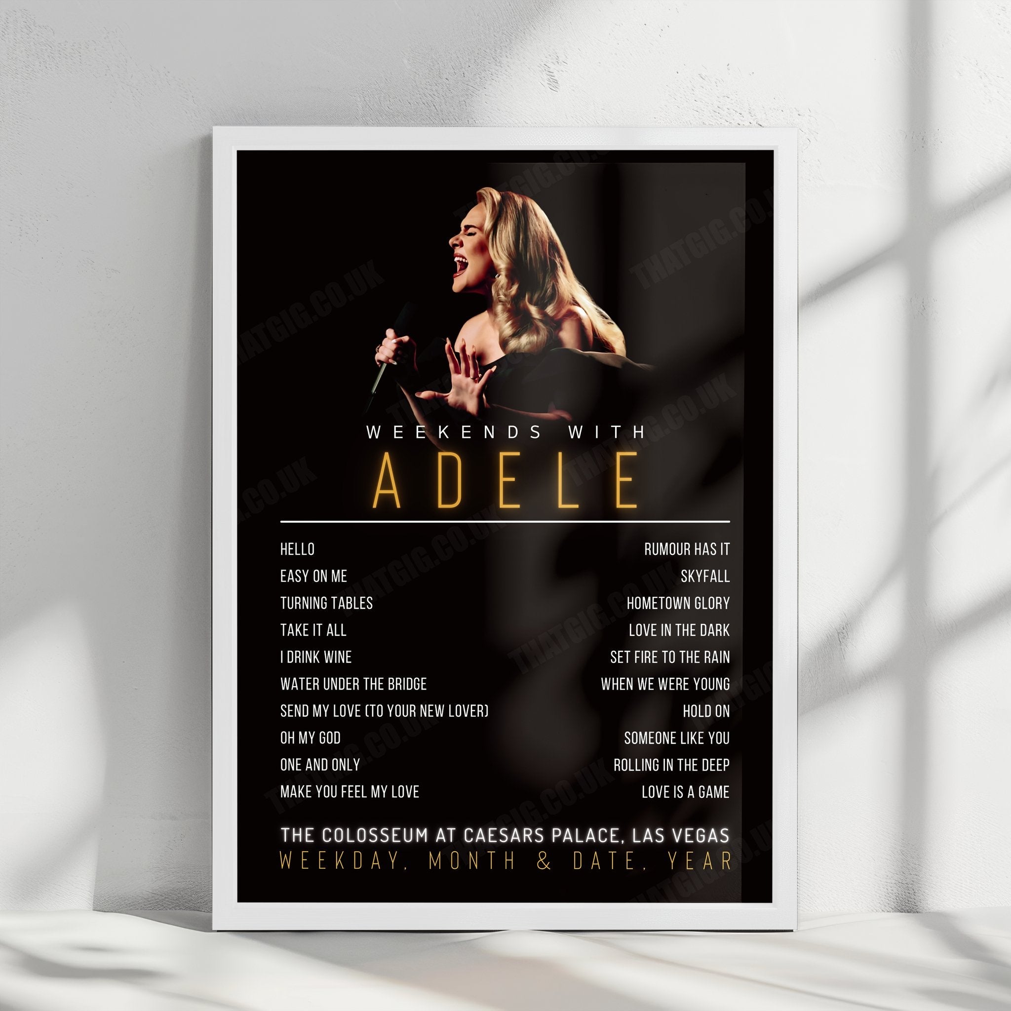 Adele Setlist Poster - The Colosseum at Caesars Palace, Las Vegas - June 30th, 2023