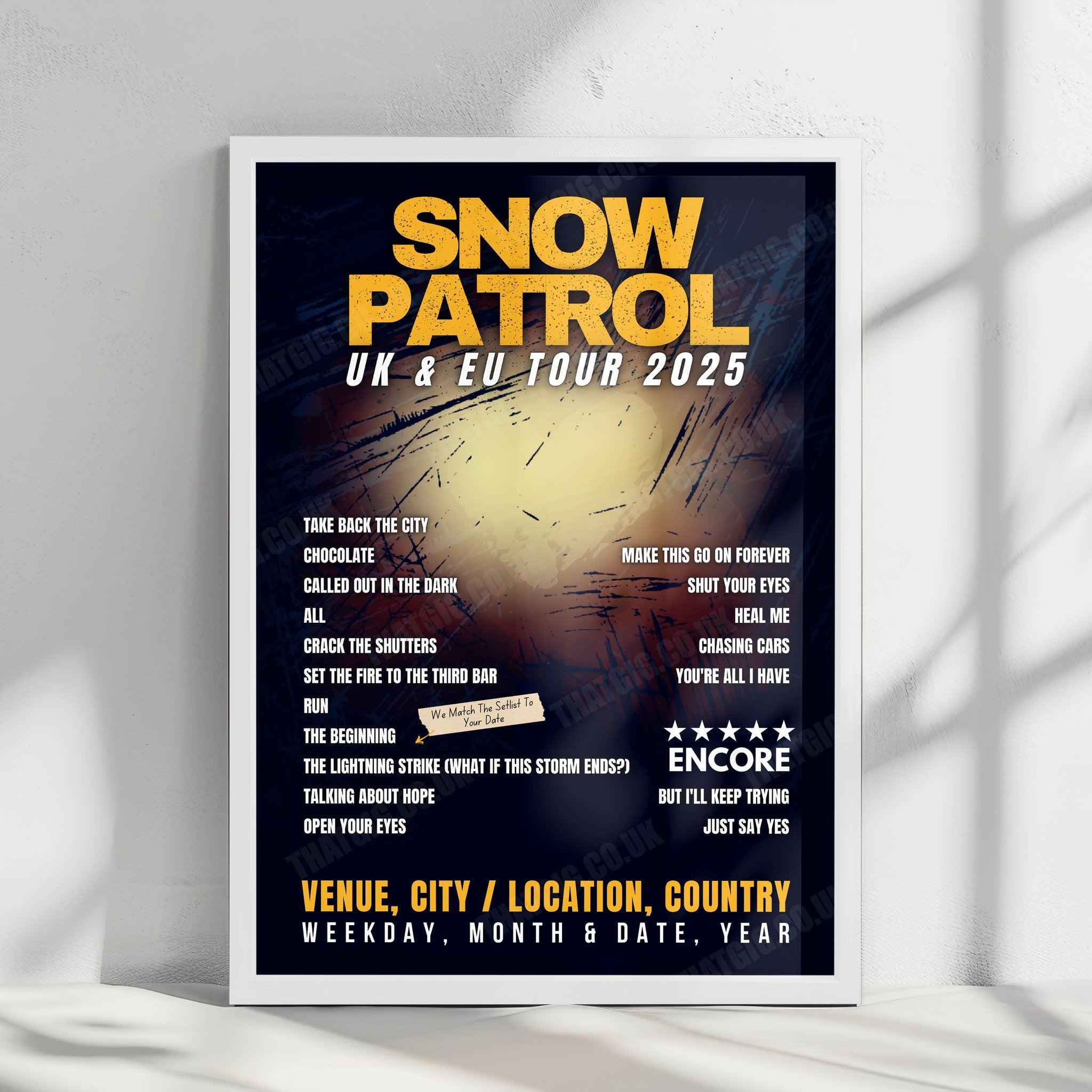 Snow Patrol Setlist Poster - Mitsubishi Electric Halle, Düsseldorf, Germany - February 7th, 2025