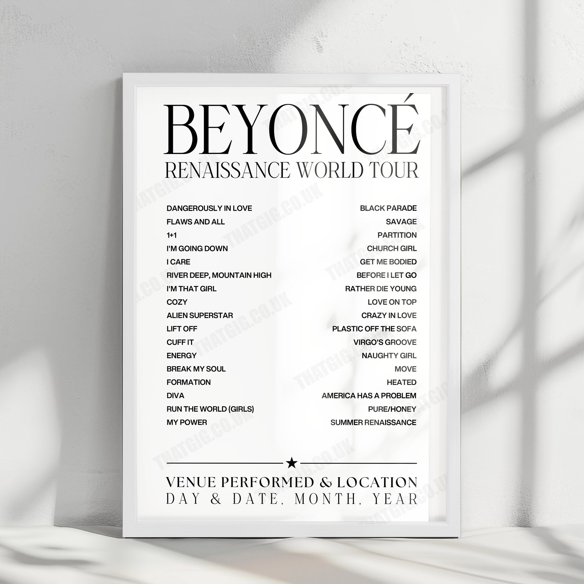 Beyoncé Setlist Poster - PGE Narodowy, Warsaw - June 27th, 2023