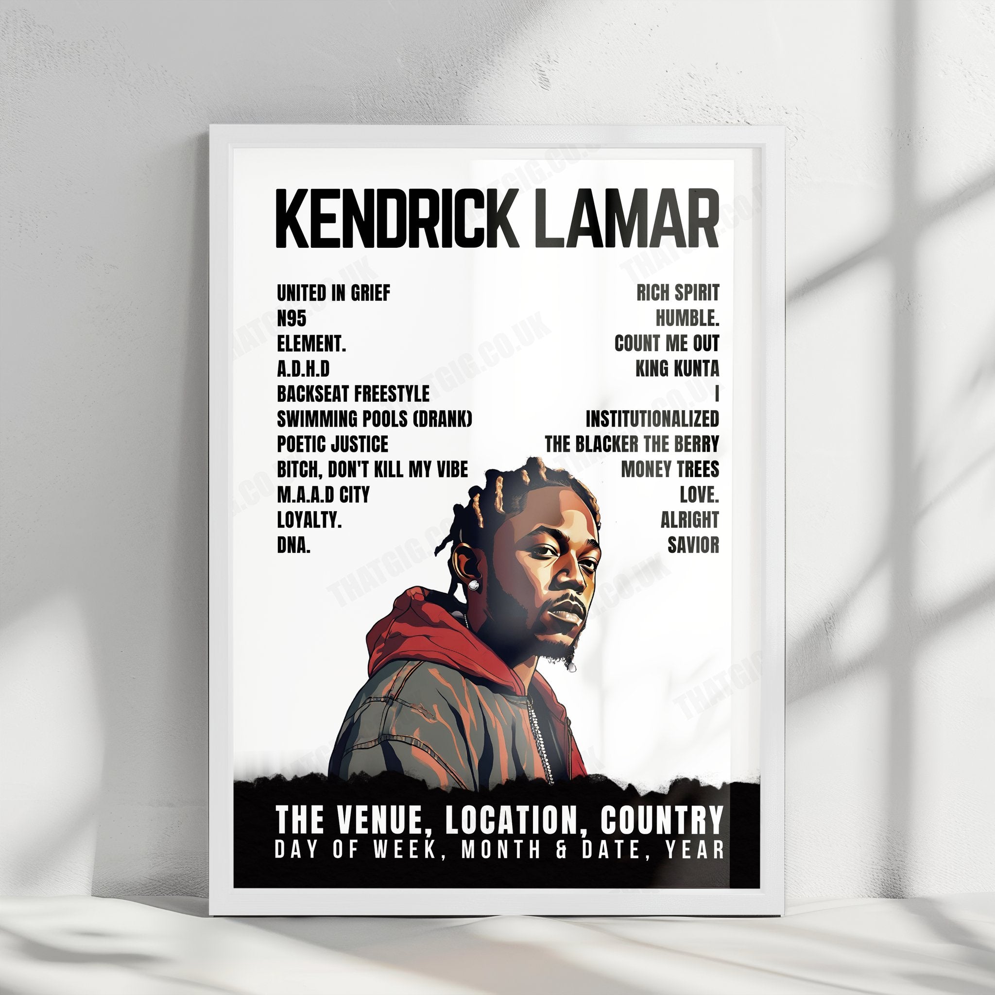Kendrick Lamar Setlist Poster - Accor Arena, Paris - October 21st, 2022