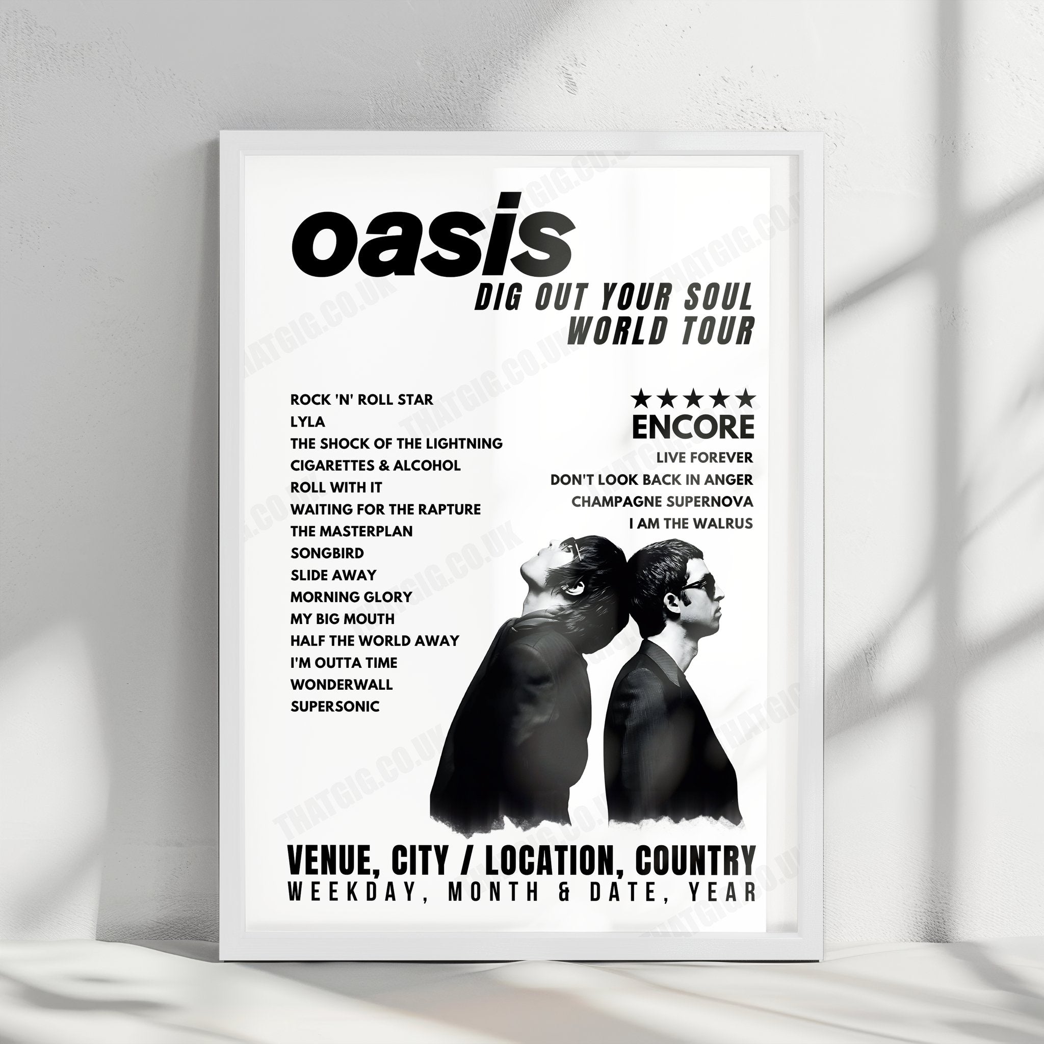 Oasis Setlist Poster - Odyssey Arena, Belfast - October 30th, 2008