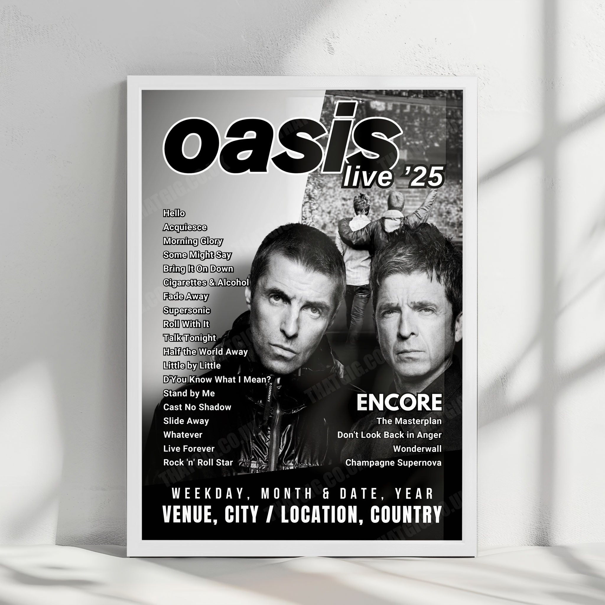 Oasis Setlist Poster - Wembley Stadium, London - July 30th, 2025