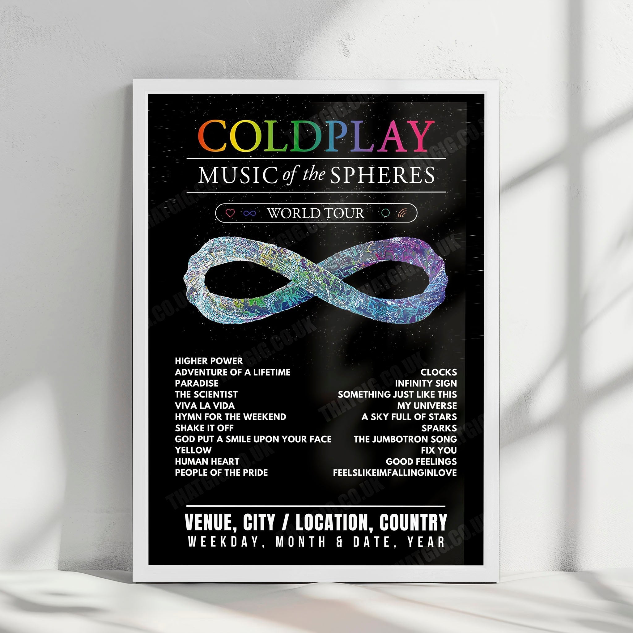 Coldplay Setlist Poster - Stadio Olimpico, Rome - July 15th, 2024