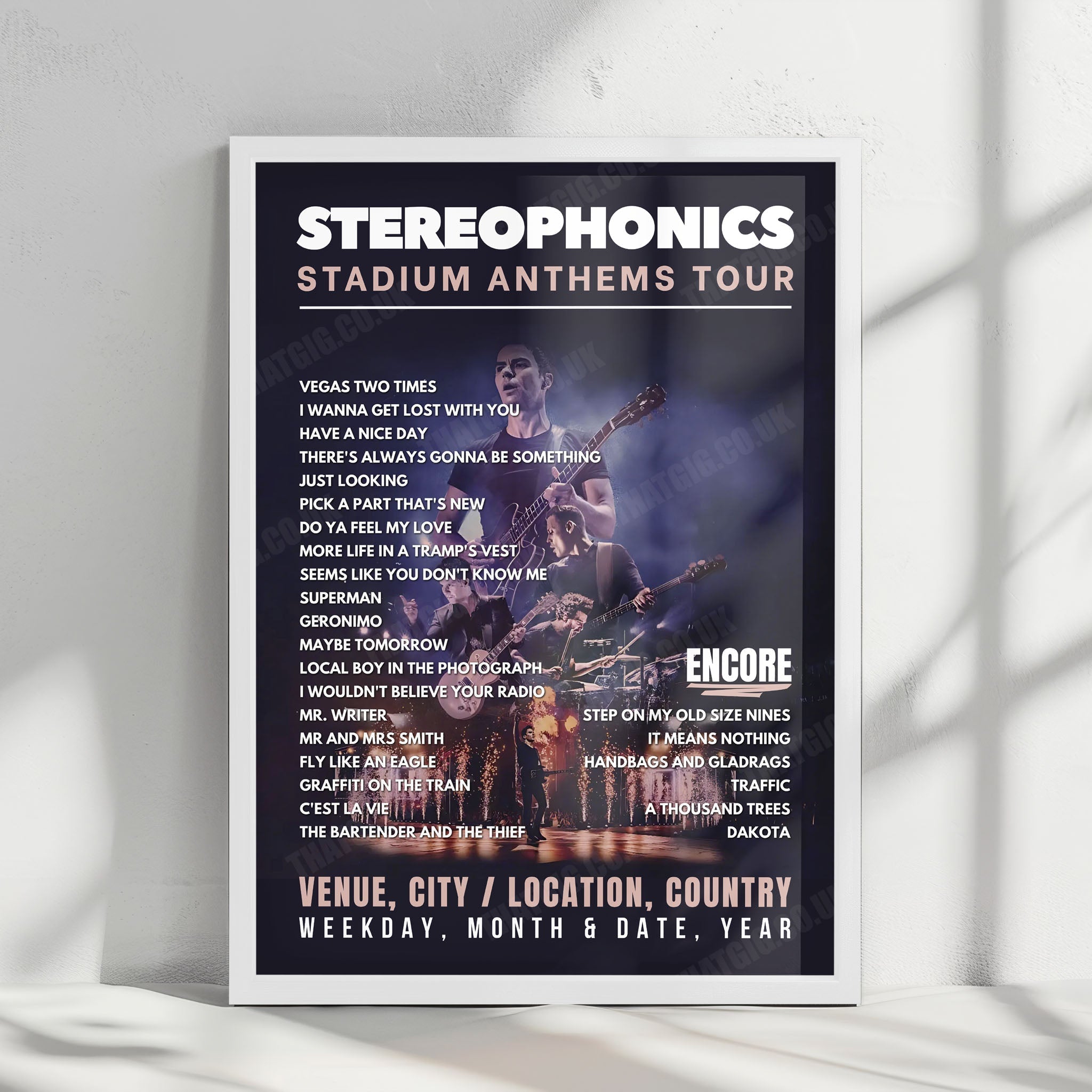 Stereophonics Setlist Poster - Domaine national de Saint-Cloud, France - August 24th, 2025