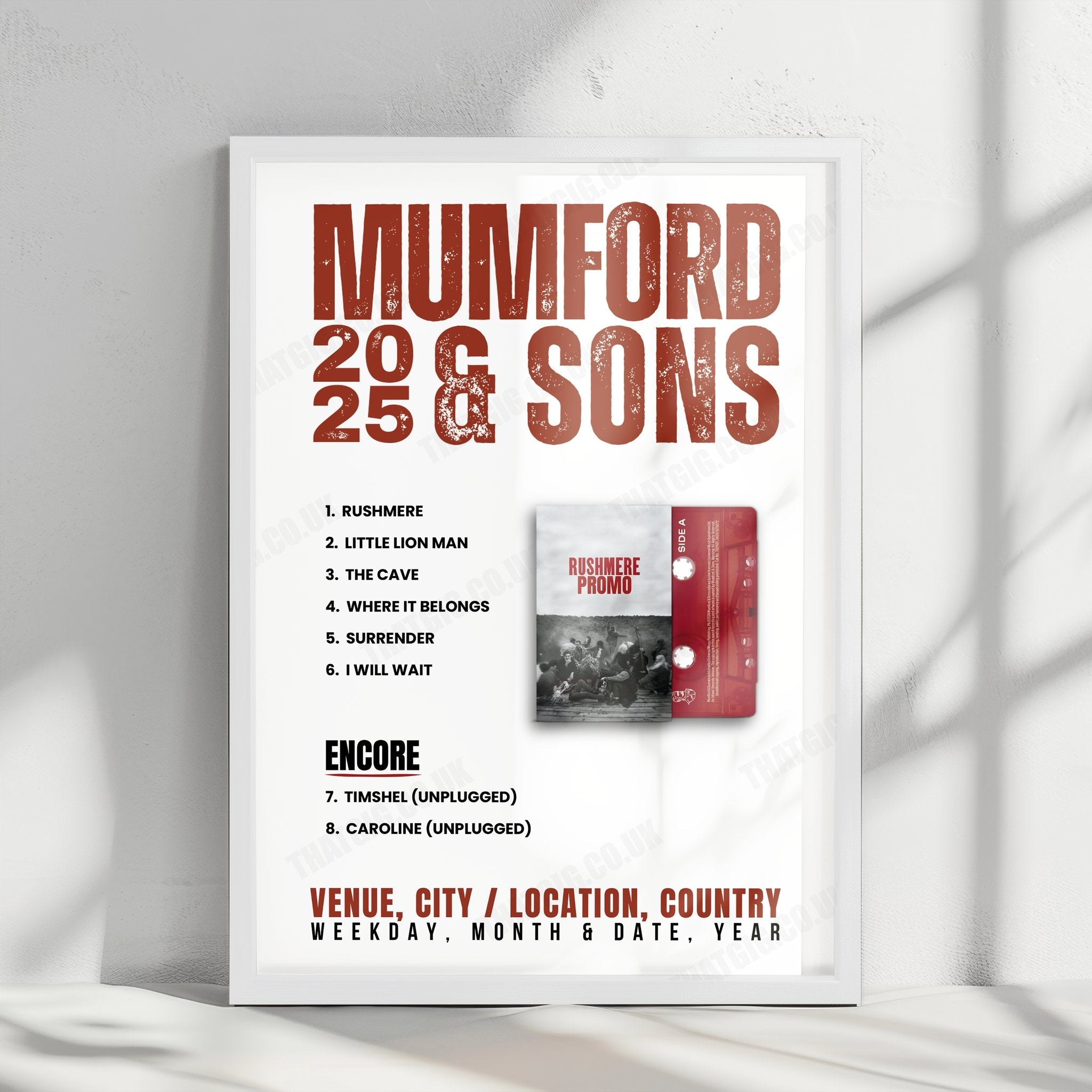 Mumford & Sons Setlist Poster - 3 Mills, London - March 3rd, 2025