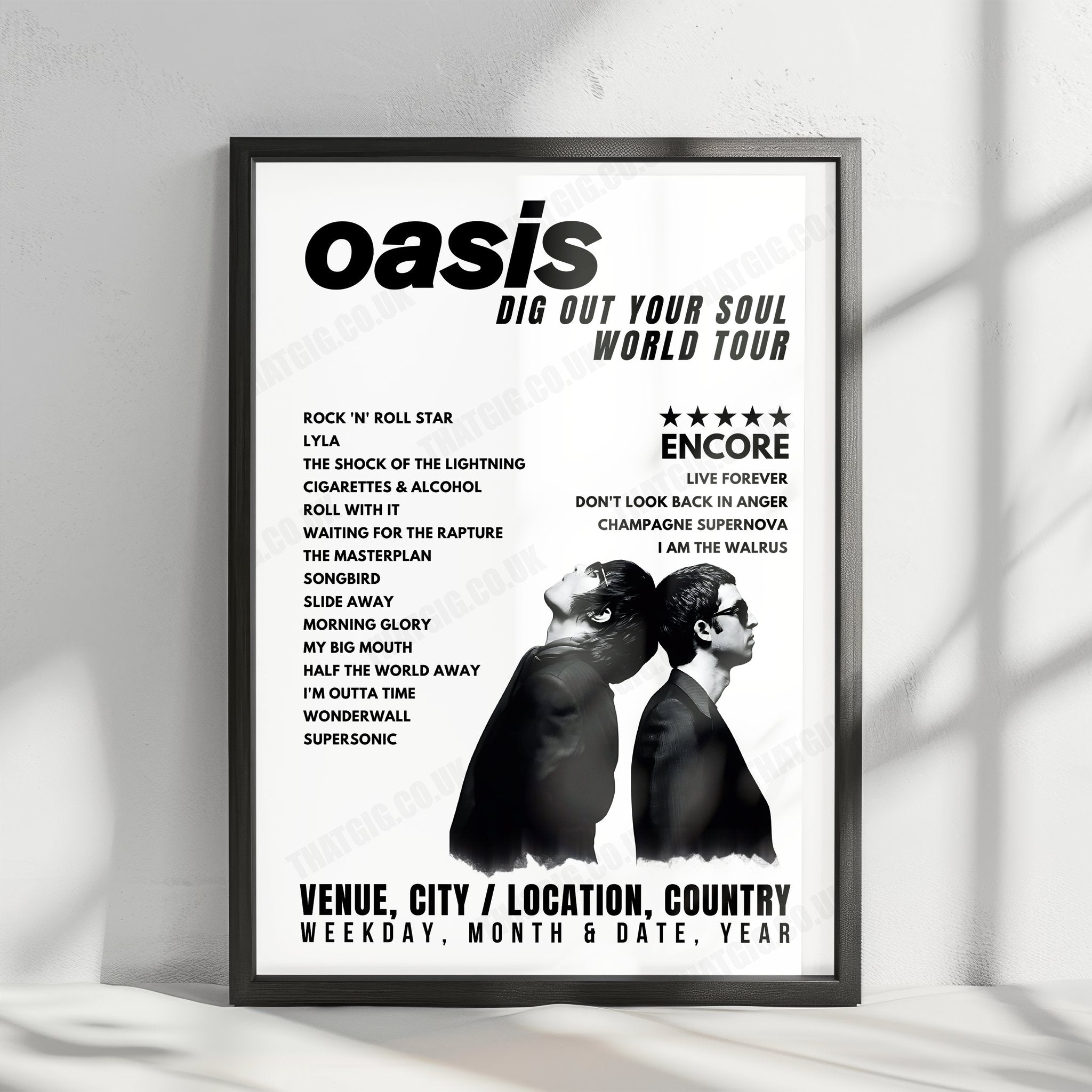 Oasis Setlist Poster - Heaton Park, Manchester - June 7th, 2009