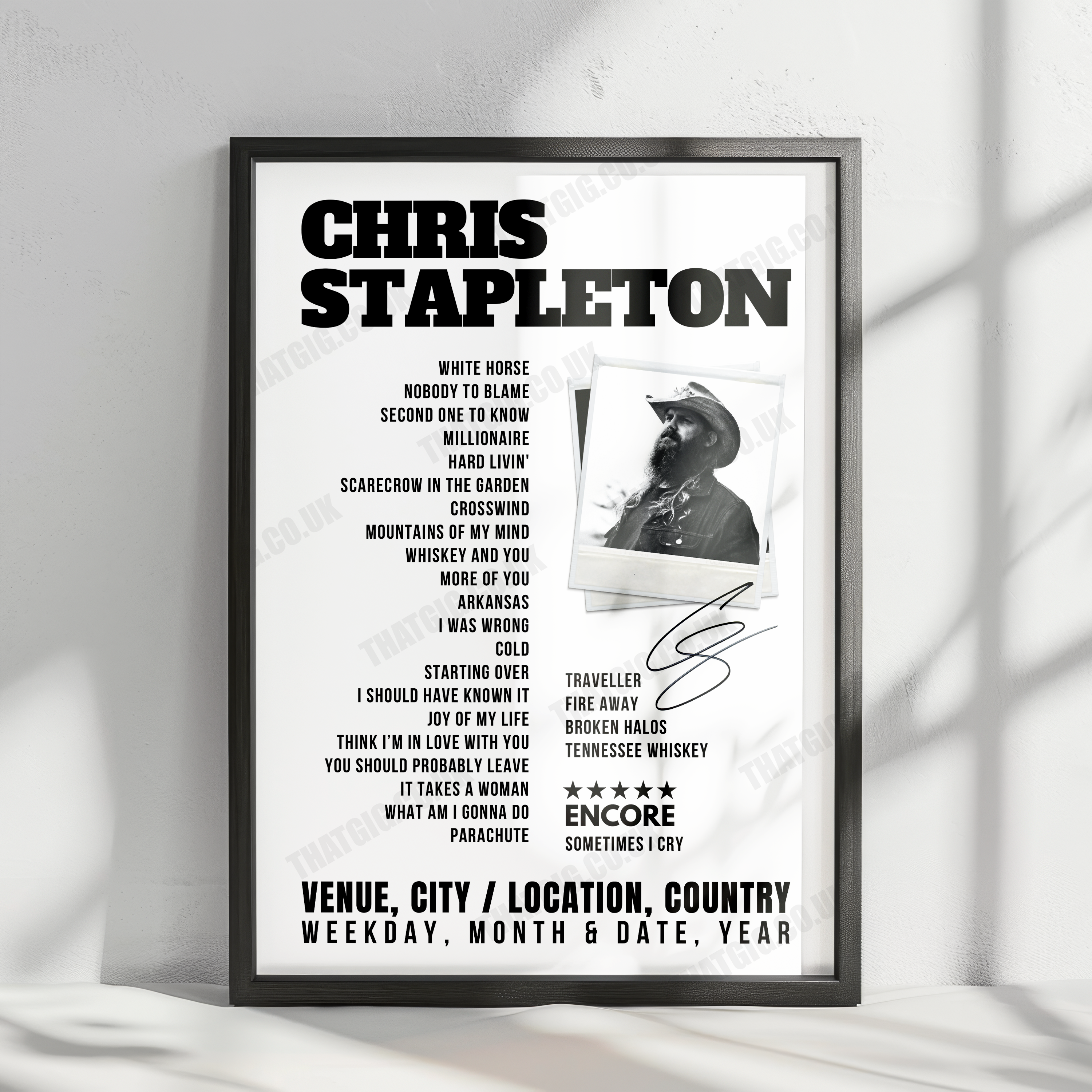Chris Stapleton Setlist Poster - Gillette Stadium, Foxborough - June 21st, 2025