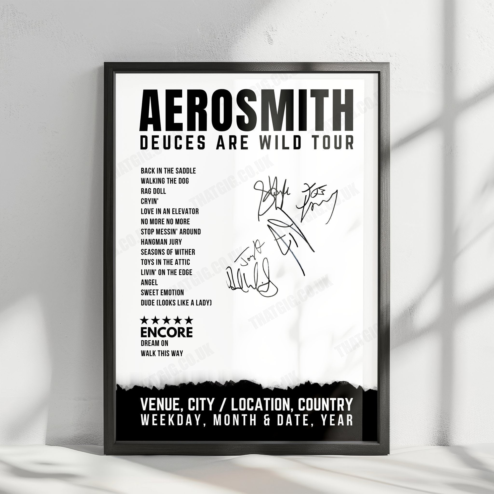 Aerosmith Setlist Poster - Park Theater at Park MGM, Las Vegas - April 21st, 2019