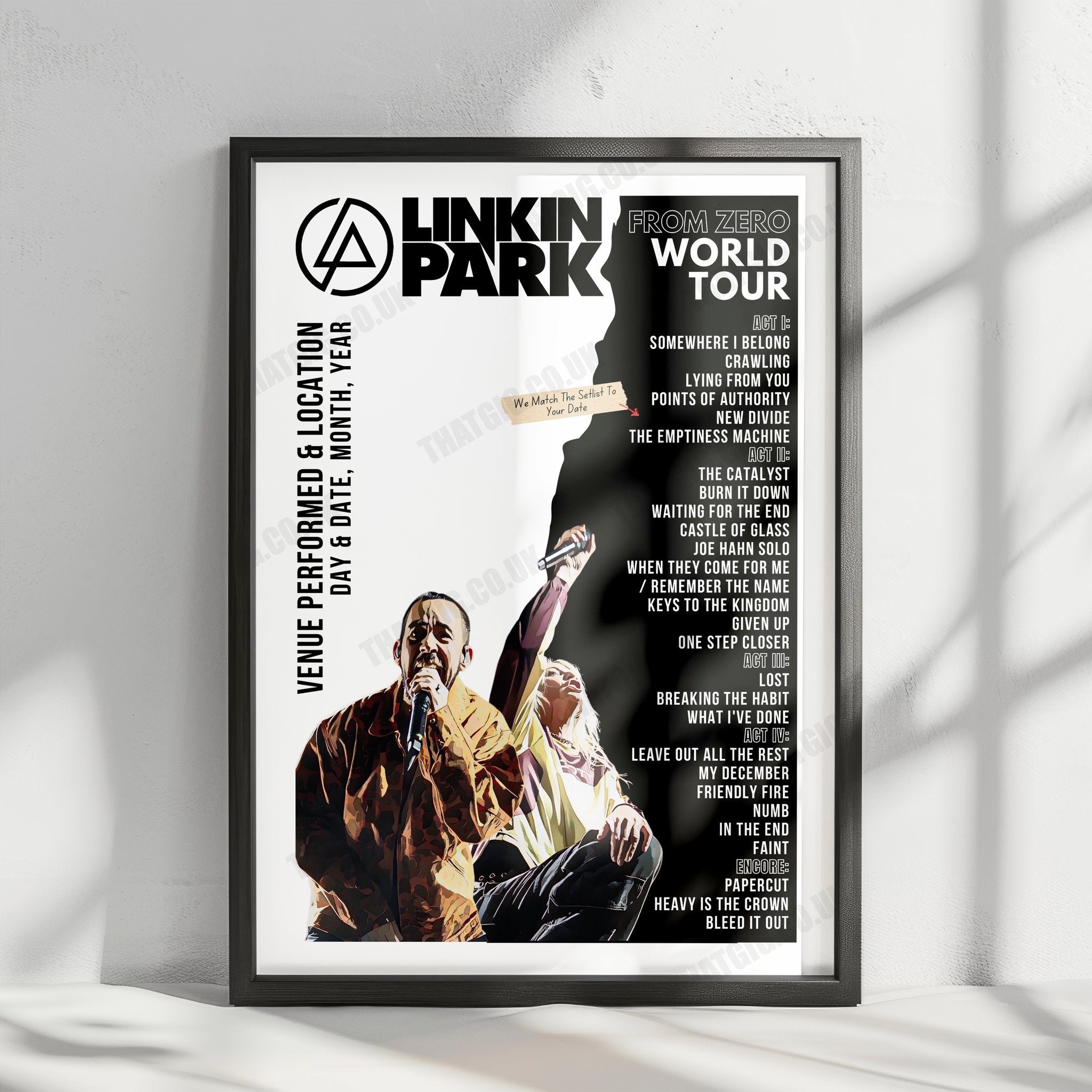 Linkin Park Setlist Poster - Barclays Center, Brooklyn, USA - September 16th, 2024
