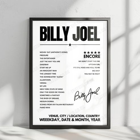 Billy Joel Setlist Poster - Madison Square Garden - June 10th, 2022