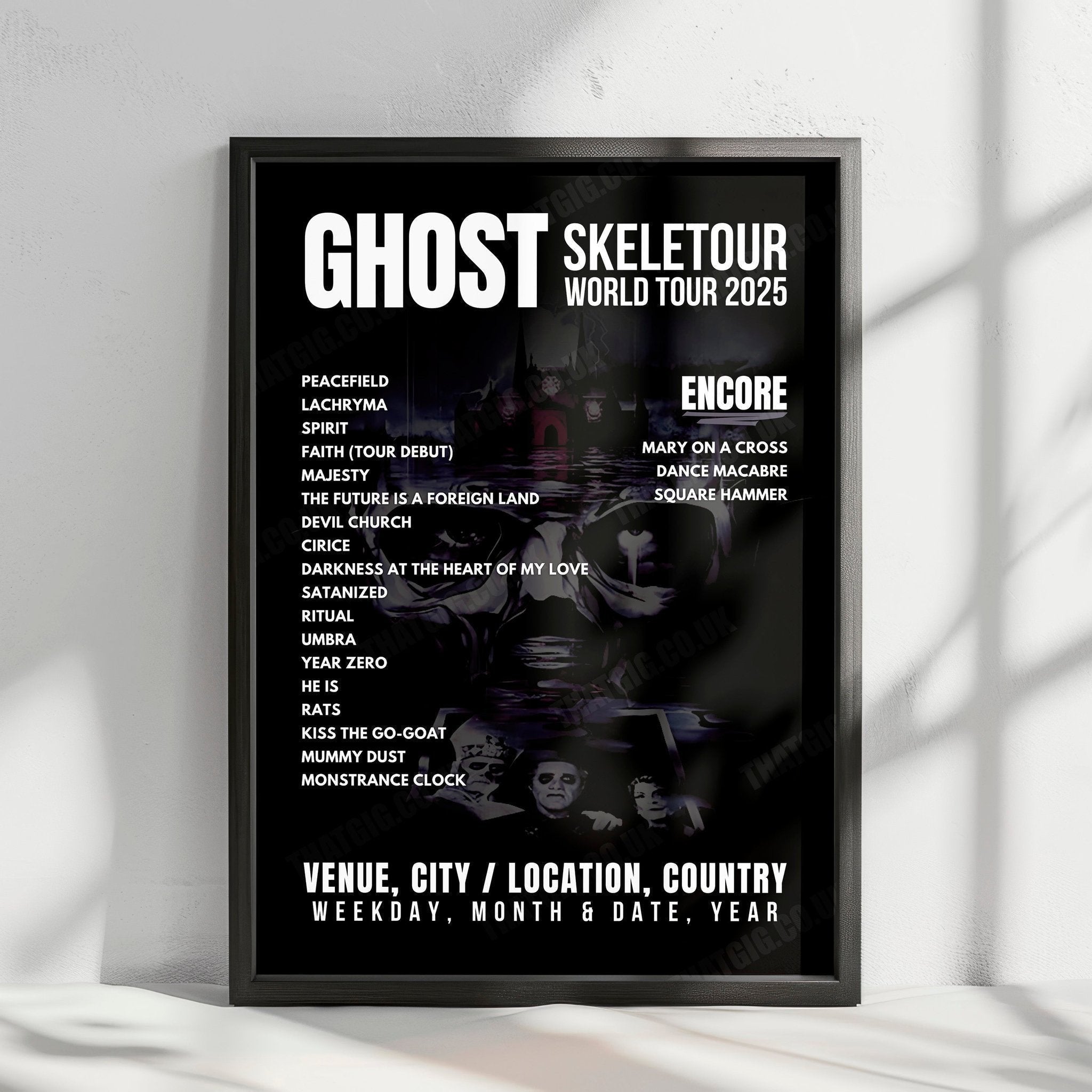 Ghost Setlist Poster - The OVO Hydro, Glasgow - April 16th, 2025