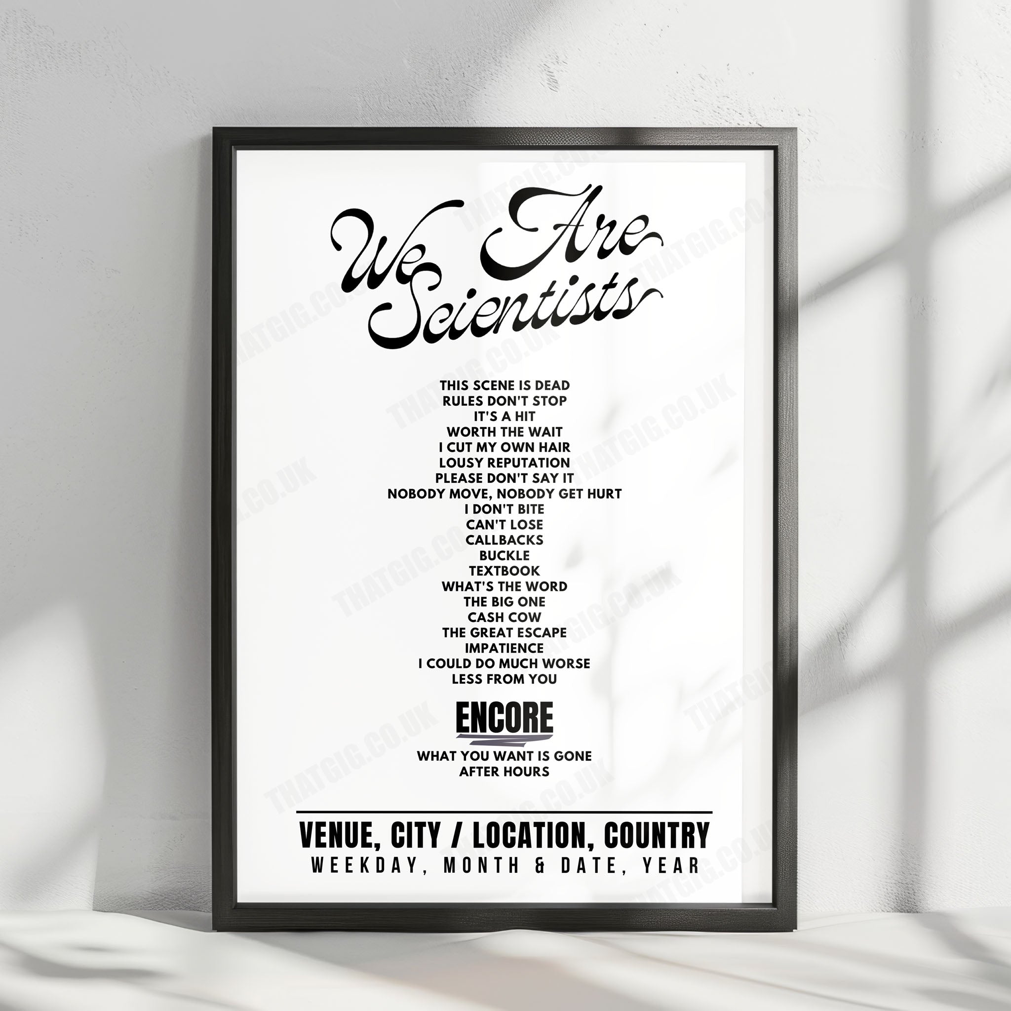 We Are Scientists Setlist Poster - Engine Rooms, Southampton - November 19th, 2024