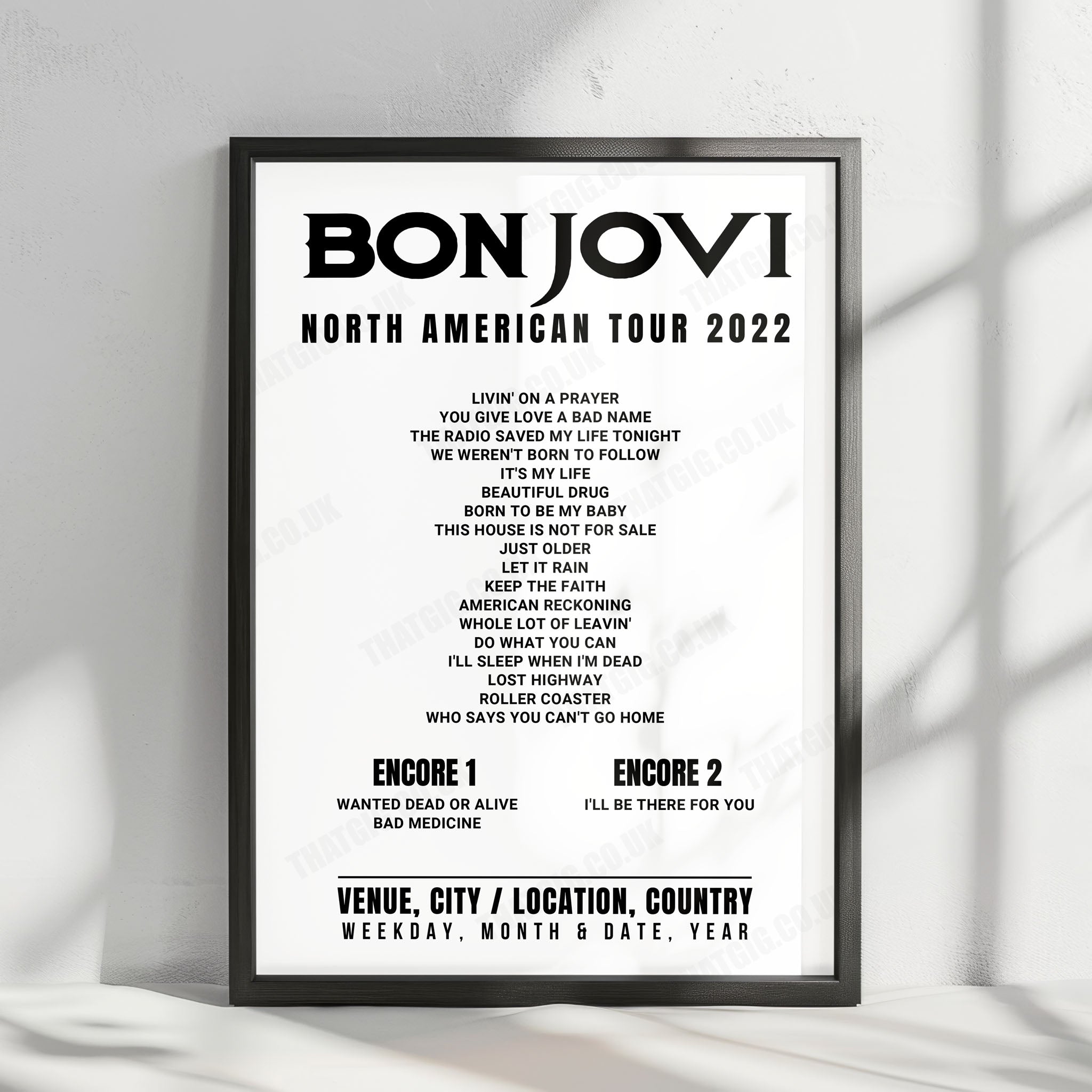 Bon Jovi Setlist Poster - Amalie Arena, Tampa - April 15th, 2022