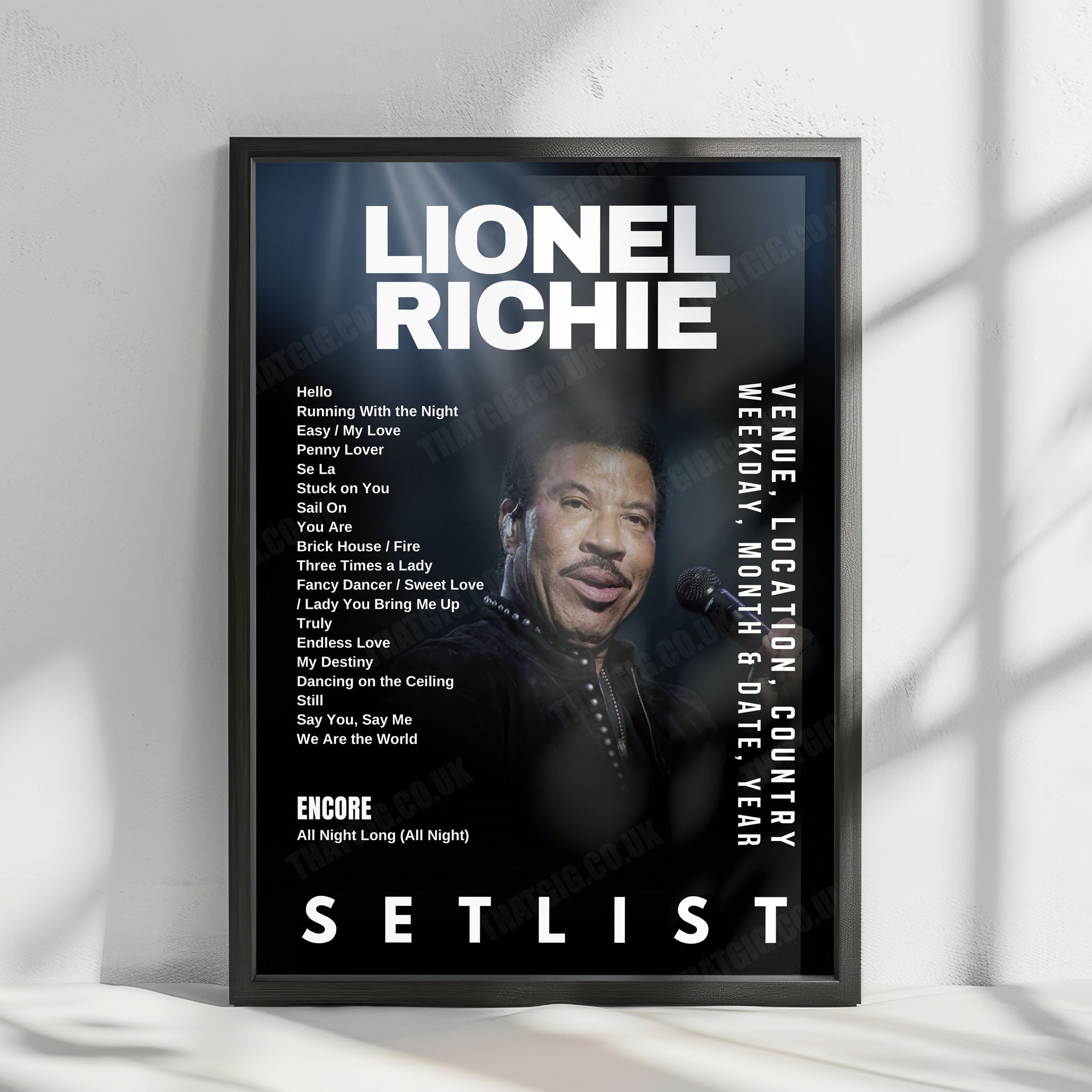 Lionel Richie Setlist Poster - The SSE Arena Belfast, Belfast - May 31st, 2025